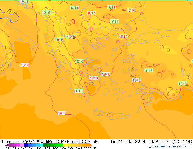 Thck 850-1000 hPa ECMWF mar 24.09.2024 18 UTC