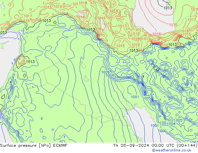 Presión superficial ECMWF jue 26.09.2024 00 UTC