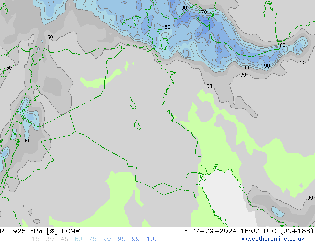 RH 925 hPa ECMWF  27.09.2024 18 UTC