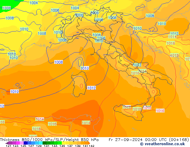 Thck 850-1000 hPa ECMWF Fr 27.09.2024 00 UTC