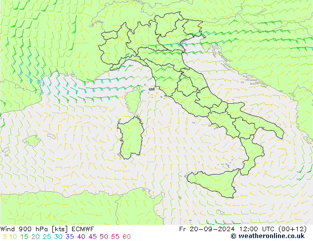 Vent 900 hPa ECMWF ven 20.09.2024 12 UTC