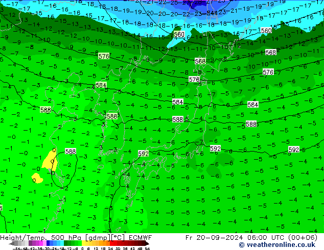 Z500/Rain (+SLP)/Z850 ECMWF  20.09.2024 06 UTC