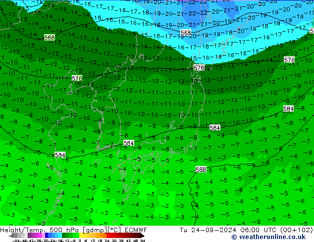 Z500/Regen(+SLP)/Z850 ECMWF di 24.09.2024 06 UTC