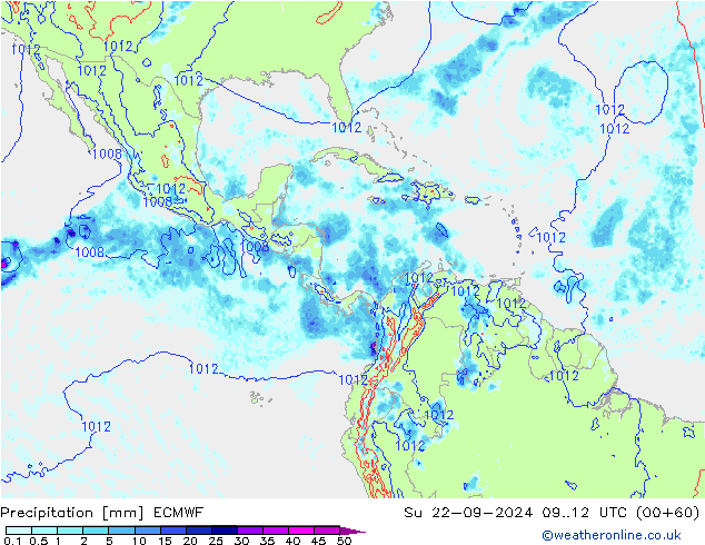 осадки ECMWF Вс 22.09.2024 12 UTC