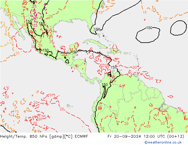 Z500/Rain (+SLP)/Z850 ECMWF ven 20.09.2024 12 UTC