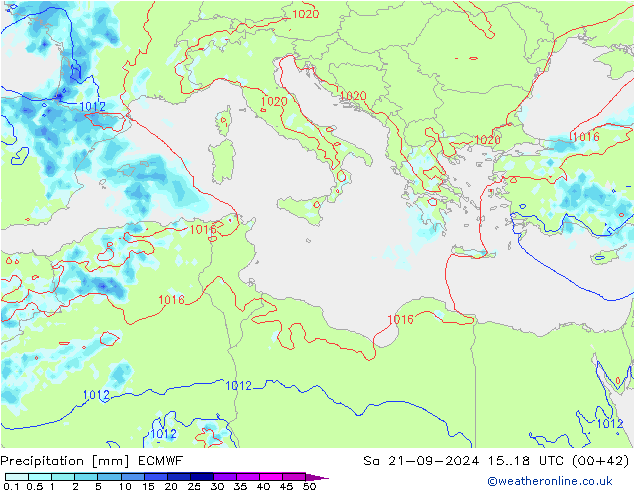 Niederschlag ECMWF Sa 21.09.2024 18 UTC