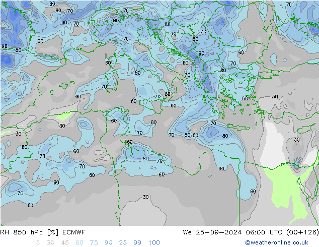 RH 850 hPa ECMWF  25.09.2024 06 UTC