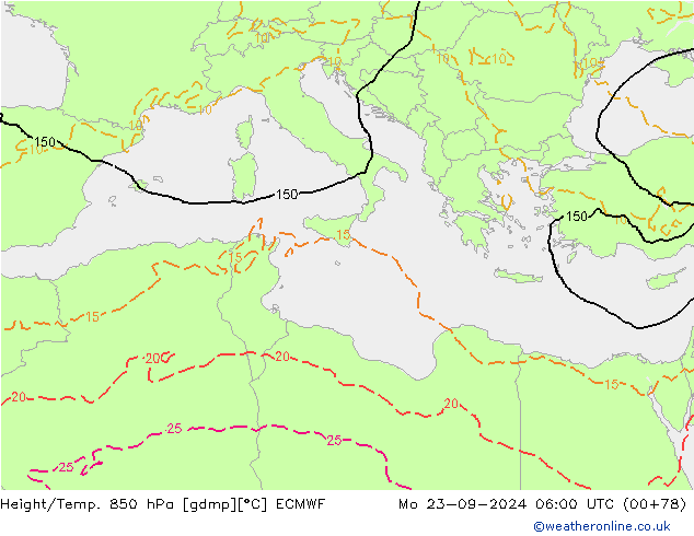 Z500/Rain (+SLP)/Z850 ECMWF Po 23.09.2024 06 UTC