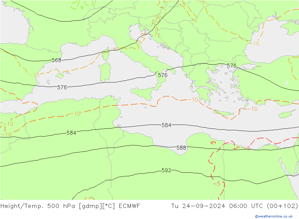 Z500/Rain (+SLP)/Z850 ECMWF вт 24.09.2024 06 UTC