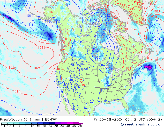 Z500/Regen(+SLP)/Z850 ECMWF vr 20.09.2024 12 UTC