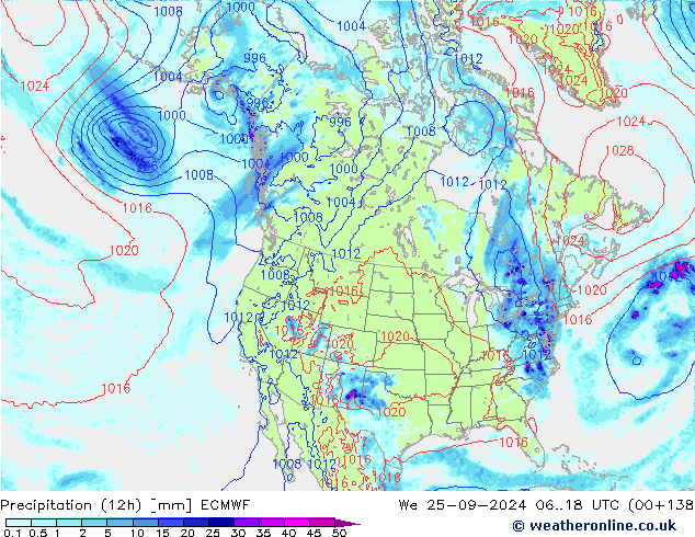 Précipitation (12h) ECMWF mer 25.09.2024 18 UTC