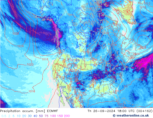 Precipitation accum. ECMWF Th 26.09.2024 18 UTC