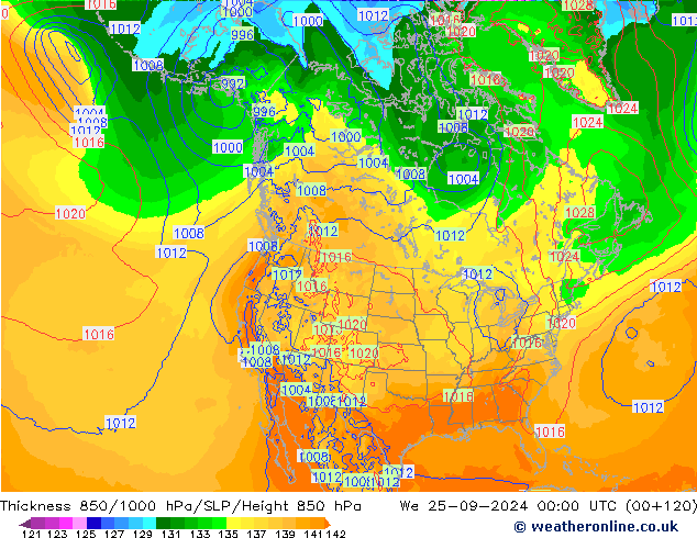 Thck 850-1000 hPa ECMWF We 25.09.2024 00 UTC