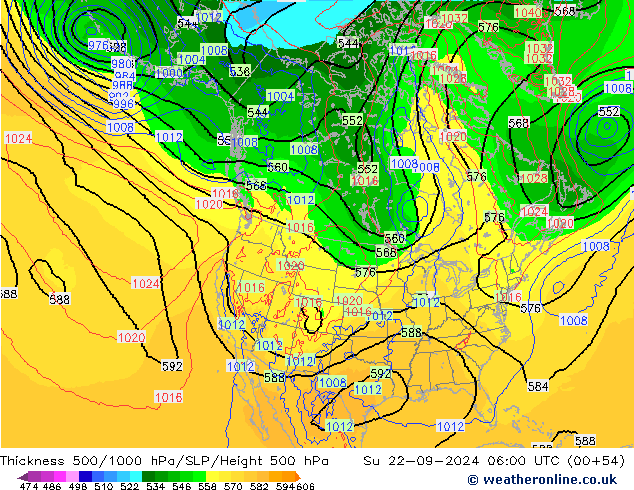 Thck 500-1000hPa ECMWF  22.09.2024 06 UTC