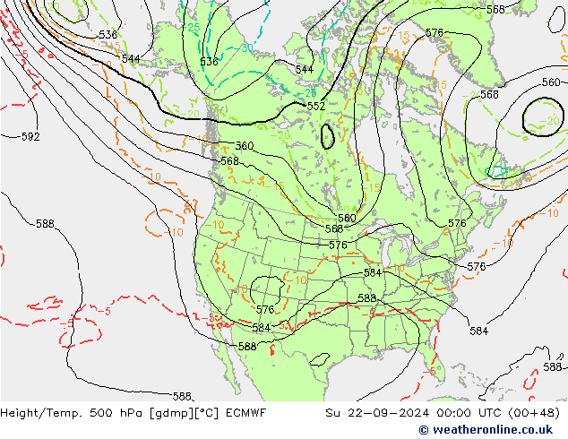 Z500/Rain (+SLP)/Z850 ECMWF Ne 22.09.2024 00 UTC