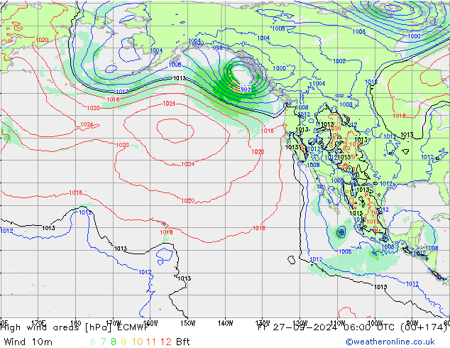 High wind areas ECMWF  27.09.2024 06 UTC