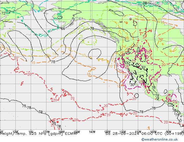 Height/Temp. 925 hPa ECMWF so. 28.09.2024 06 UTC