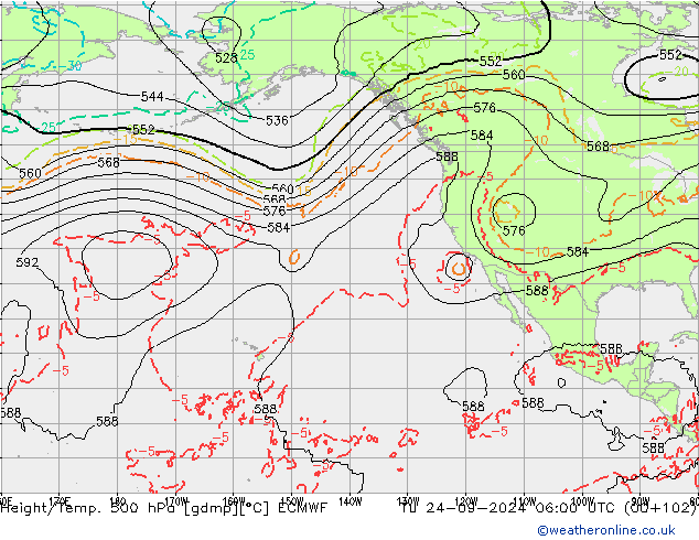 Z500/Rain (+SLP)/Z850 ECMWF Tu 24.09.2024 06 UTC