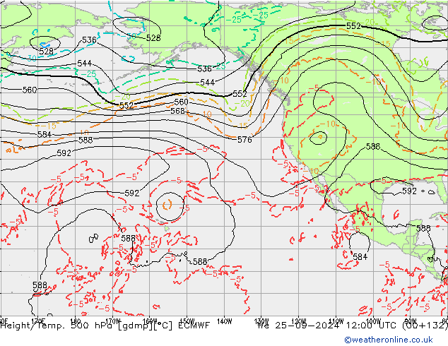 Z500/Rain (+SLP)/Z850 ECMWF ��� 25.09.2024 12 UTC