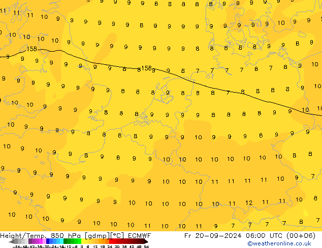 Z500/Rain (+SLP)/Z850 ECMWF Fr 20.09.2024 06 UTC