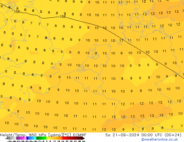 Z500/Rain (+SLP)/Z850 ECMWF Sa 21.09.2024 00 UTC