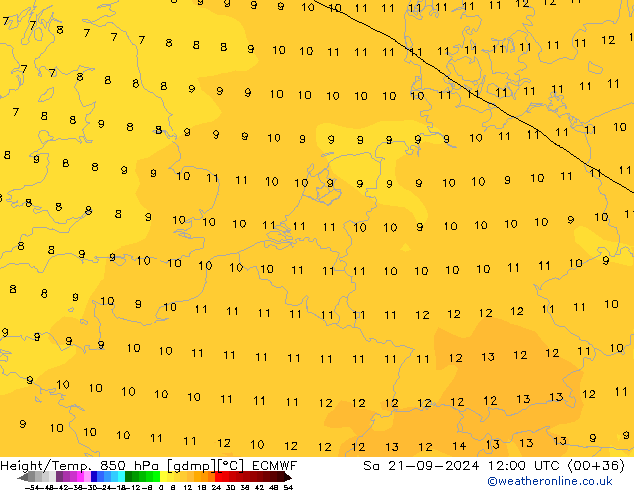 Height/Temp. 850 hPa ECMWF Sa 21.09.2024 12 UTC