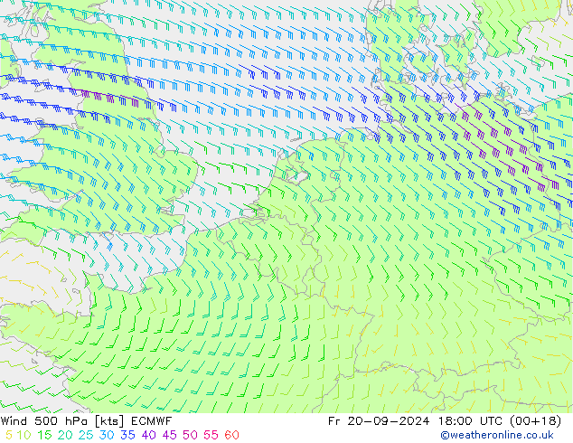 Wind 500 hPa ECMWF vr 20.09.2024 18 UTC