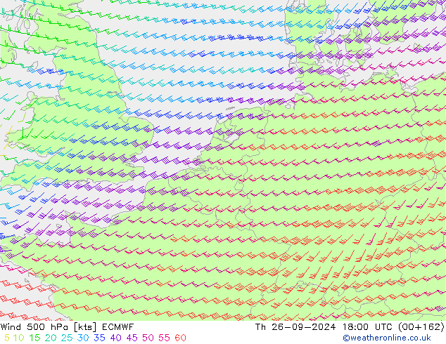 Wind 500 hPa ECMWF Th 26.09.2024 18 UTC