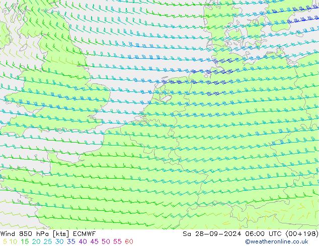 Wind 850 hPa ECMWF Sa 28.09.2024 06 UTC