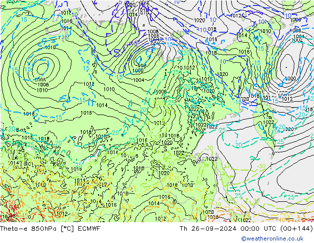 Theta-e 850hPa ECMWF Th 26.09.2024 00 UTC