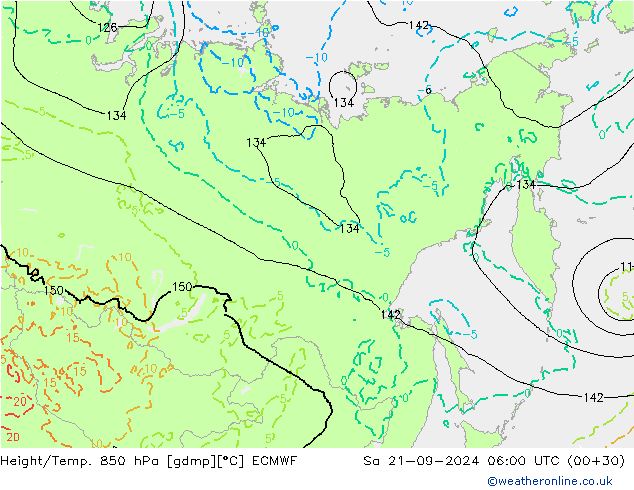 Z500/Rain (+SLP)/Z850 ECMWF sam 21.09.2024 06 UTC