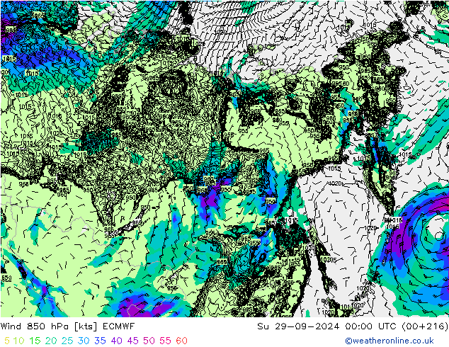 Wind 850 hPa ECMWF Ne 29.09.2024 00 UTC