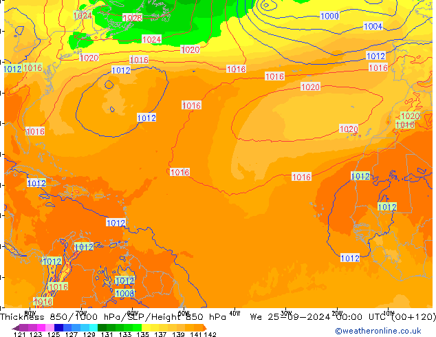 Schichtdicke 850-1000 hPa ECMWF Mi 25.09.2024 00 UTC