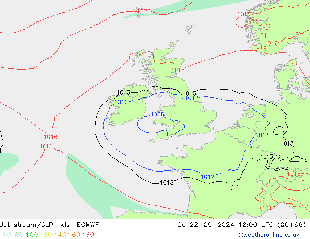 Jet stream/SLP ECMWF Su 22.09.2024 18 UTC