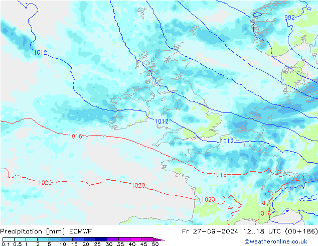 осадки ECMWF пт 27.09.2024 18 UTC