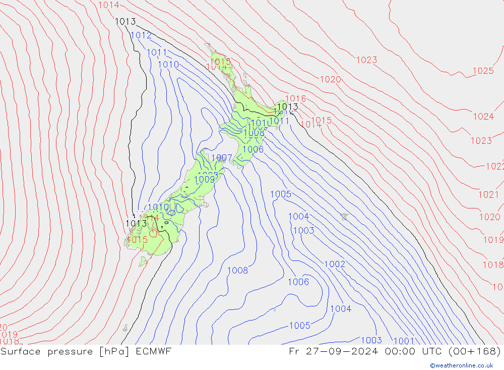 Yer basıncı ECMWF Cu 27.09.2024 00 UTC