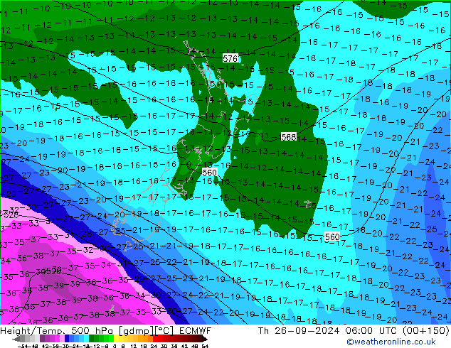 Z500/Rain (+SLP)/Z850 ECMWF Th 26.09.2024 06 UTC