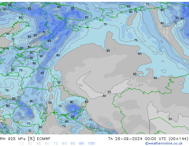 RH 925 hPa ECMWF Th 26.09.2024 00 UTC