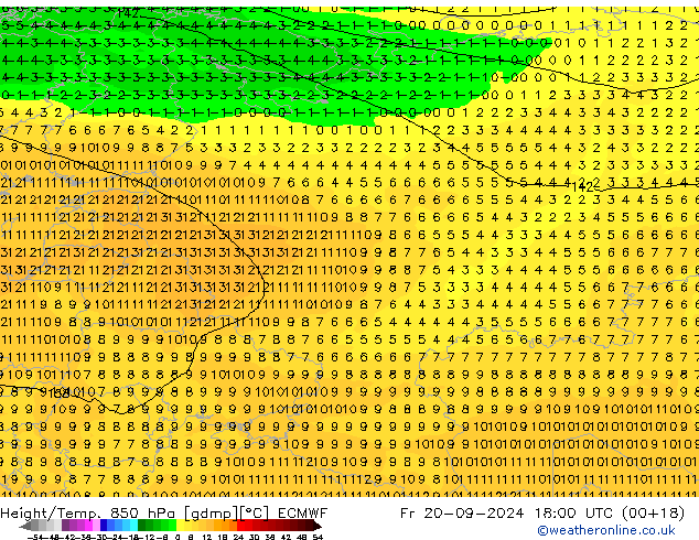 Z500/Rain (+SLP)/Z850 ECMWF vie 20.09.2024 18 UTC