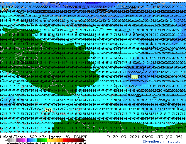 Z500/Rain (+SLP)/Z850 ECMWF ven 20.09.2024 06 UTC