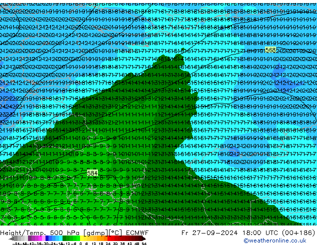 Z500/Rain (+SLP)/Z850 ECMWF пт 27.09.2024 18 UTC