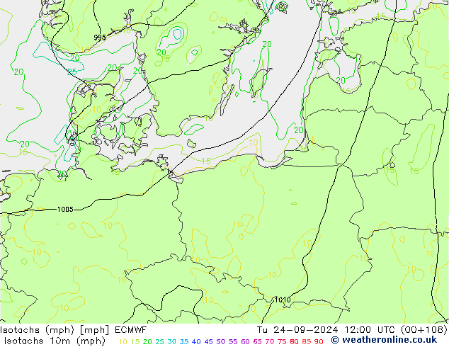 Isotachs (mph) ECMWF mar 24.09.2024 12 UTC