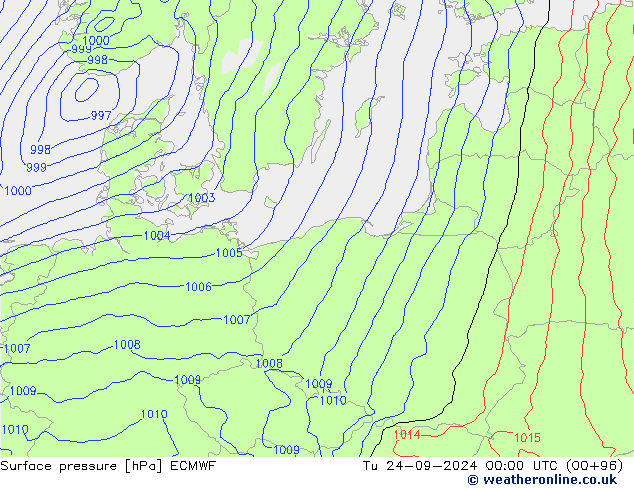 Yer basıncı ECMWF Sa 24.09.2024 00 UTC