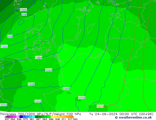 700-1000 hPa Kalınlığı ECMWF Sa 24.09.2024 00 UTC