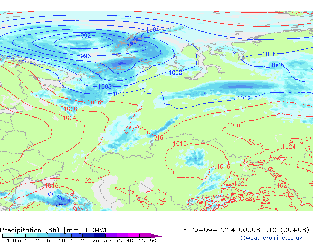 Z500/Rain (+SLP)/Z850 ECMWF Fr 20.09.2024 06 UTC