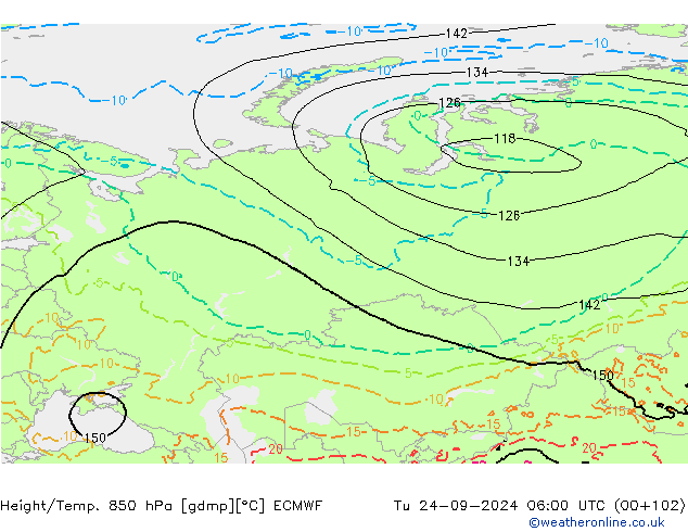 Height/Temp. 850 hPa ECMWF  24.09.2024 06 UTC