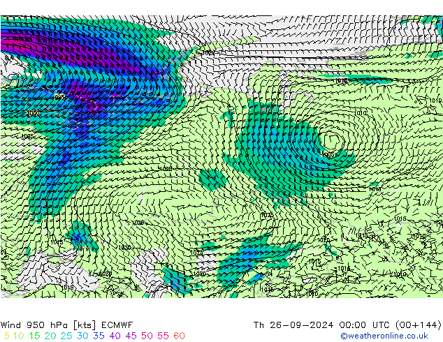  950 hPa ECMWF  26.09.2024 00 UTC