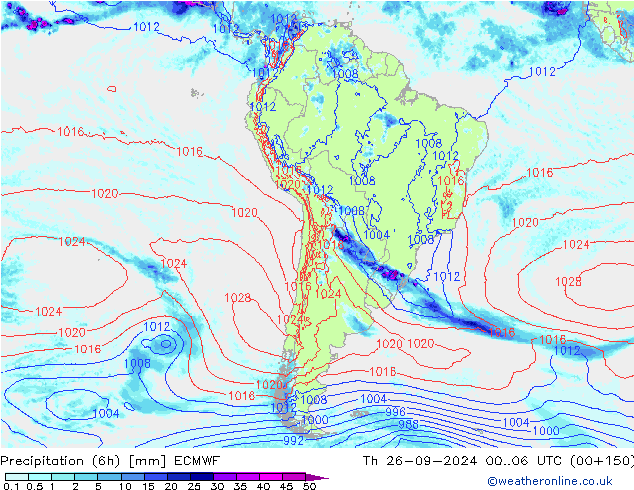 Z500/Rain (+SLP)/Z850 ECMWF Do 26.09.2024 06 UTC