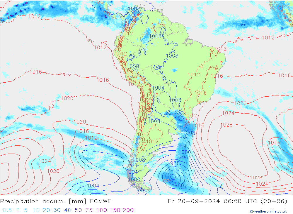 Precipitation accum. ECMWF Fr 20.09.2024 06 UTC