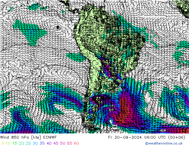 Vent 850 hPa ECMWF ven 20.09.2024 06 UTC